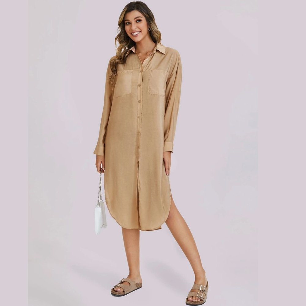 🎀 SHEIN Single Breasted Patch Pocket Shirt Dress🎀